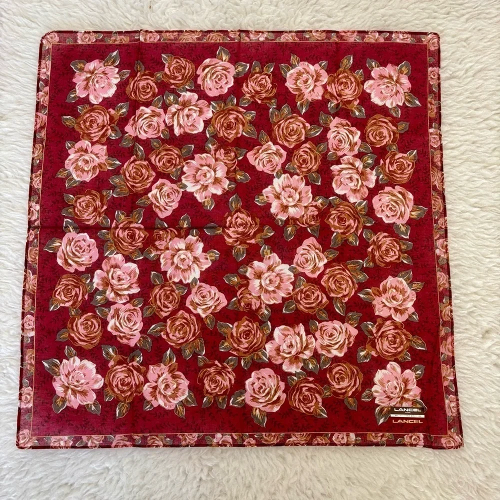 Lancel Floral Handkerchief/Bandana Scarf size 18”